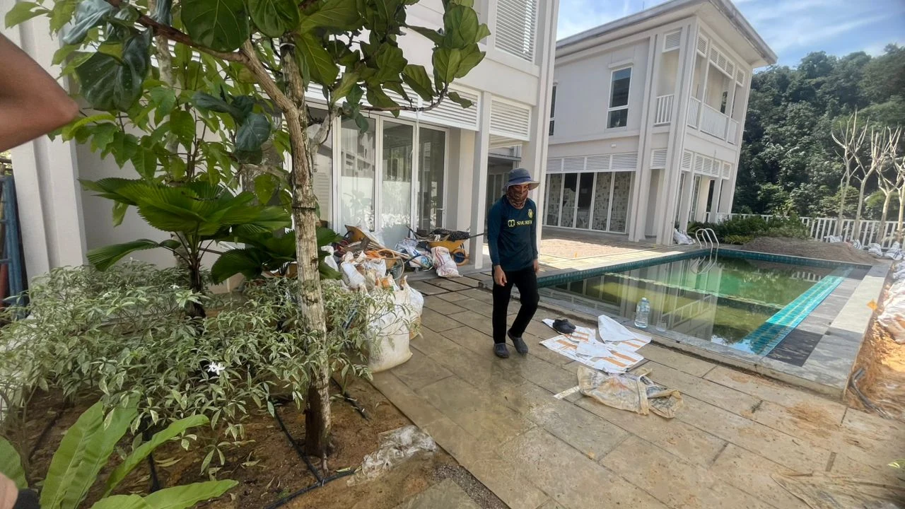 Landscape work in progress at Serene Mont Kiara